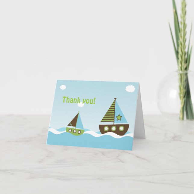 Nautical Bateau à voile Baby Boy Baby shower Merci (Devant)