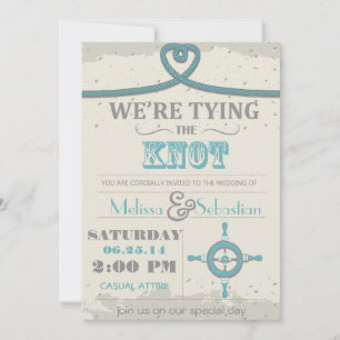 Nautical Beach Coeur Noeud de mariage Invitation