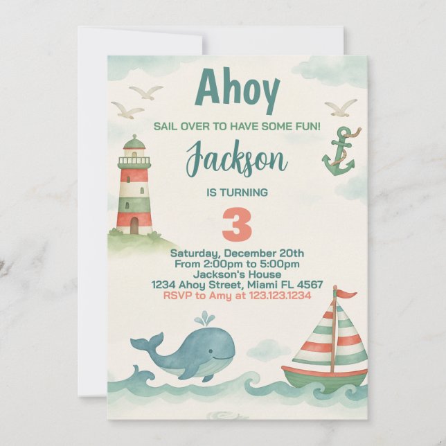 Nautical Birthday Party Invitation (Devant)