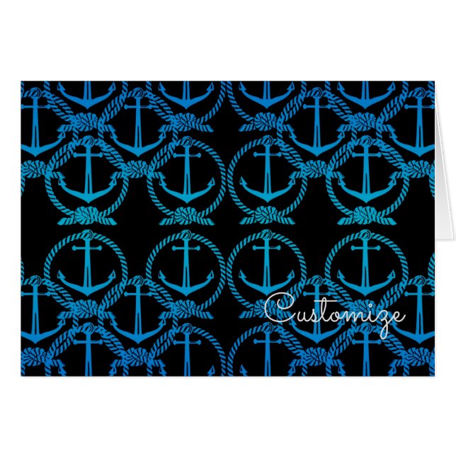Nautical Blue Anchor Motif Card 2 (Devant Horizontal)