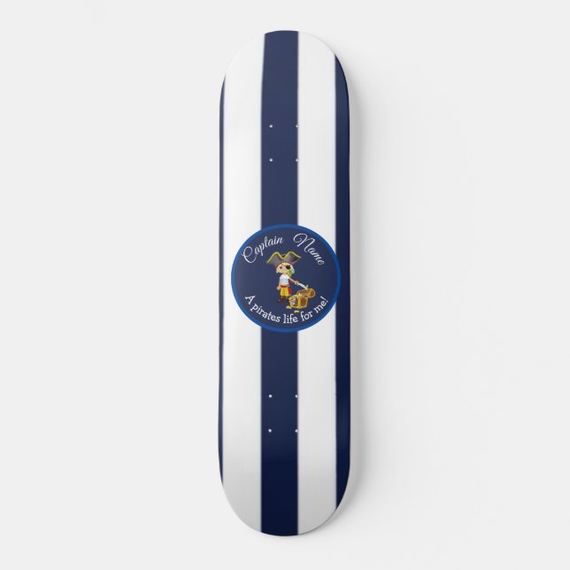 Nautical Blue Boy Pirate Skateboard (Recto)