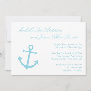 Nautical Boat Ancre Wedding Invitations Pale Blue
