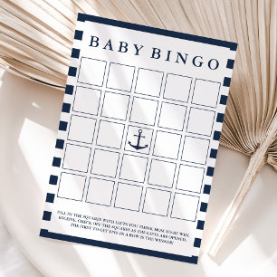 Nautical Boy Baby shower Bingo Jeu