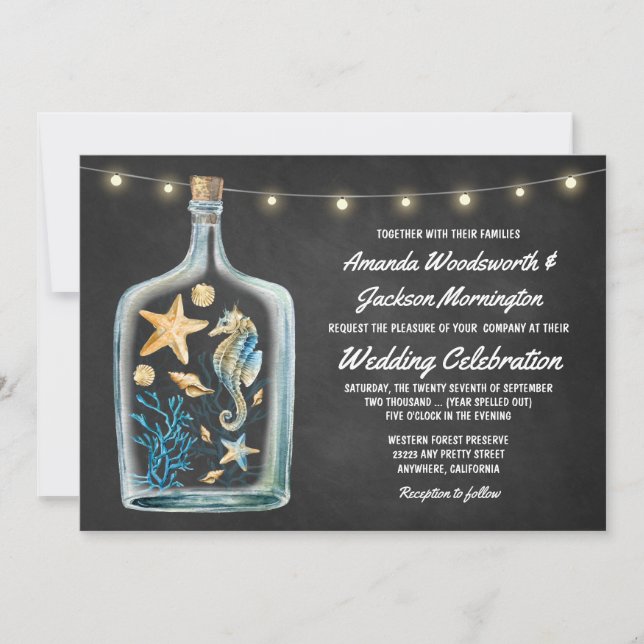 Nautical Chalkboard Starfish Mariage Invitations (Devant)