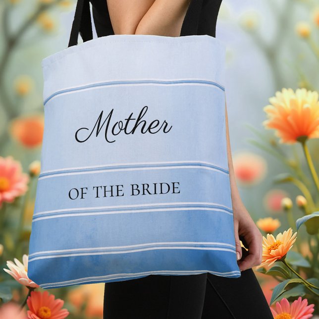 Nautical Chic Bleu Ton sur Ton Sac fourre-tout ray (Tote bag featuring a chic painted blue tone on tone striped design with a silver lining)