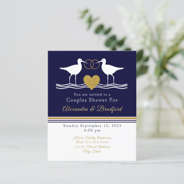 Nautical Coastal couple Douche Marine Blue Sandpip (Debout devant)