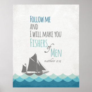 Nautical Fishers of Men Poster Art Decor Matthew 4