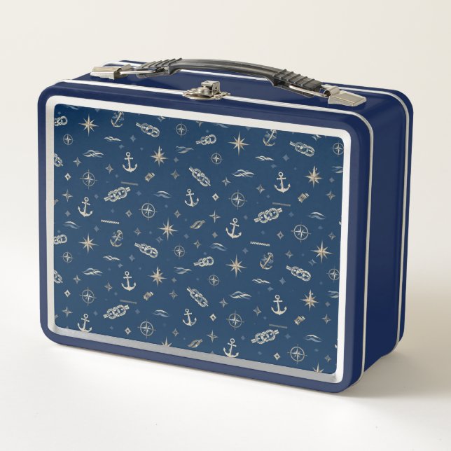 Nautical Heritage Blue Lunchbox – Luxury Maritime  (Devant)