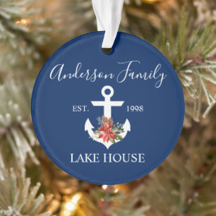Nautical Lake House Hiver Floral Marine Bleu