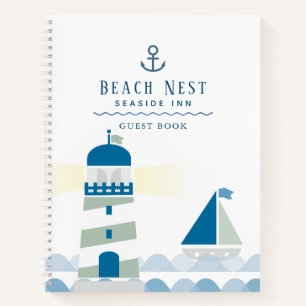 Nautical Lighthouse White Beach House Livre d'or