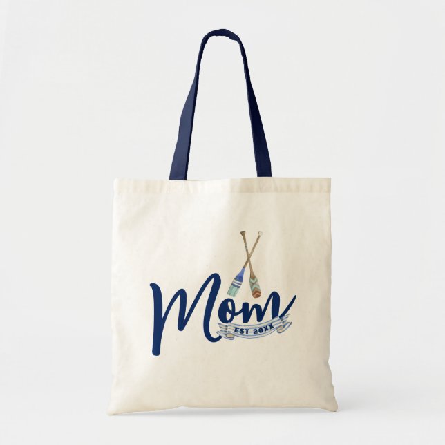 Nautical Mom Established Navy Blue Script Tote Bag (Devant)