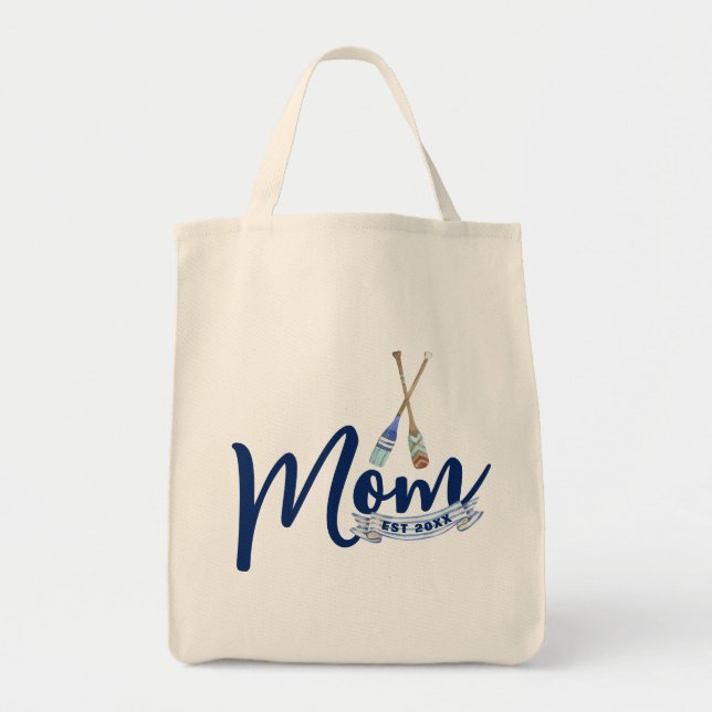 Nautical Mom Established Navy Blue Script Tote Bag (Devant)