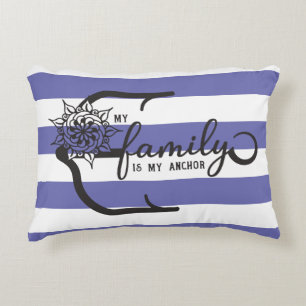 Nautical My Family is My Ancre Accent Coussin