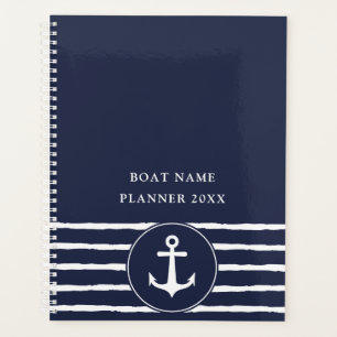 Nautical Navy Blue White Ancre Nom du bateau 2023