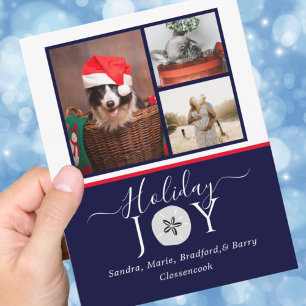 Nautical Navy Joie Sand dollar Photo Carte de Noël