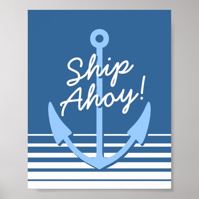 Nautical nursery decor | Baby blue anchor poster (Devant)
