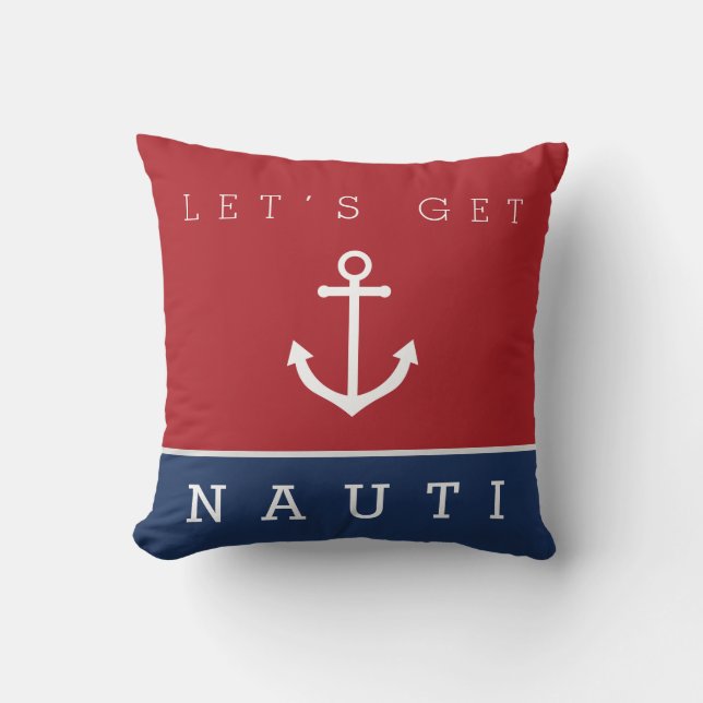 Nautical obtenons nauti marine rouge coussin ancre (Recto)