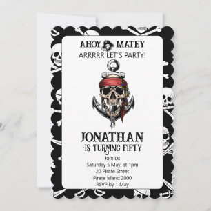 Nautical Pirate invitations à la fête surprise