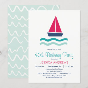 Nautical Sailboat Anniversaire Fête Invitation