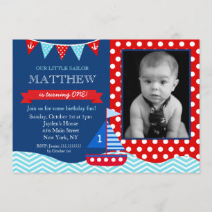 Nautical Sailboat Anniversaire Fête Invitation