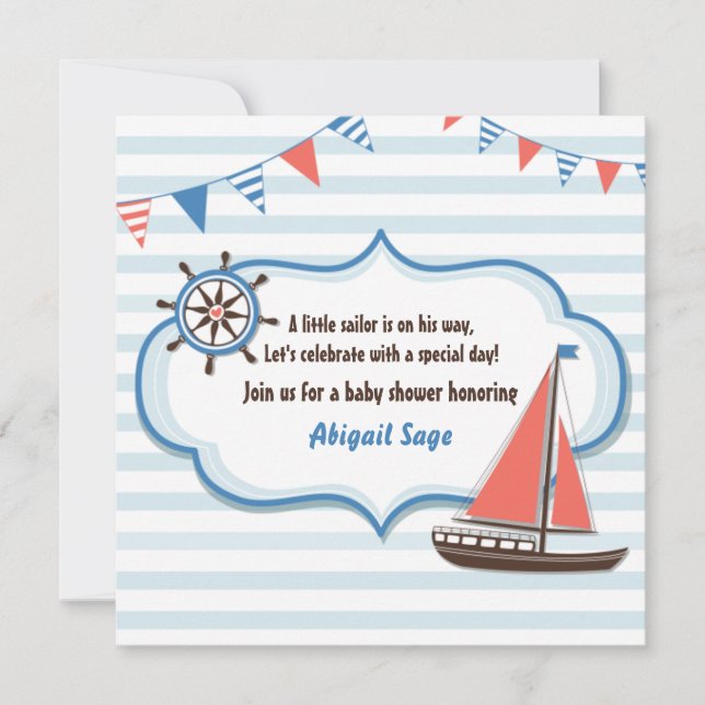 Nautical Sailboat Baby Shower Invitations pour gar (Devant)