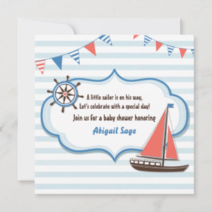 Nautical Sailboat Baby Shower Invitations pour gar