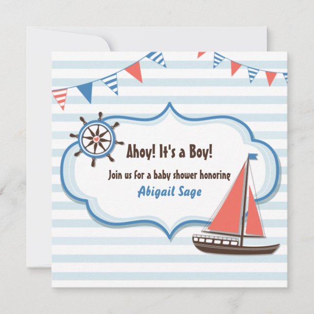 Nautical Sailboat Baby Shower Invitations pour gar (Devant)