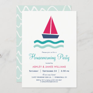 Nautical Sailboat Houseéching Party Invitation
