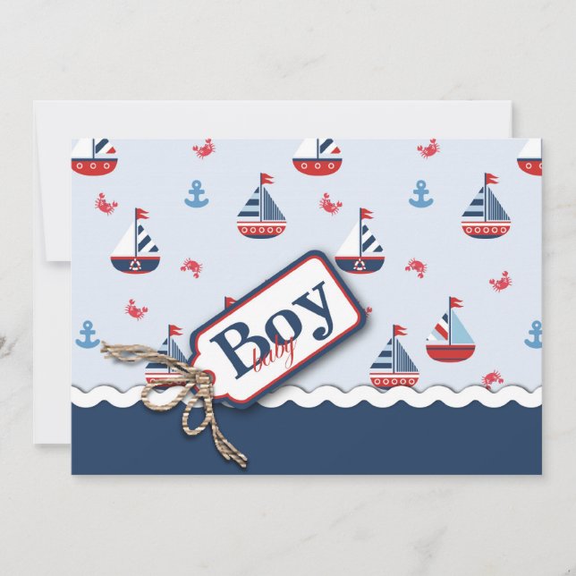 Nautical Sailboats Baby Shower Invitations (Devant)