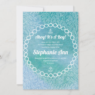 Nautical Sailor Baby Boy Baby Shower Invitations