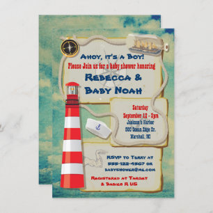 Nautical Sailor Baby Shower Invitations