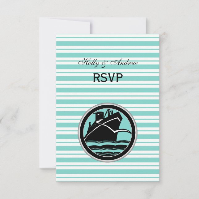 Nautical Ship Lt Bleu Blanc Rayure #2 V RSVP (Devant)
