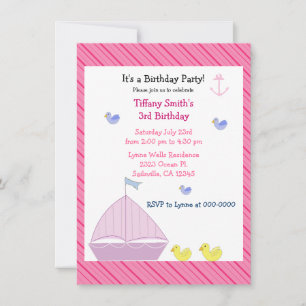 Nautical voilier Girls Anniversaire Invitation
