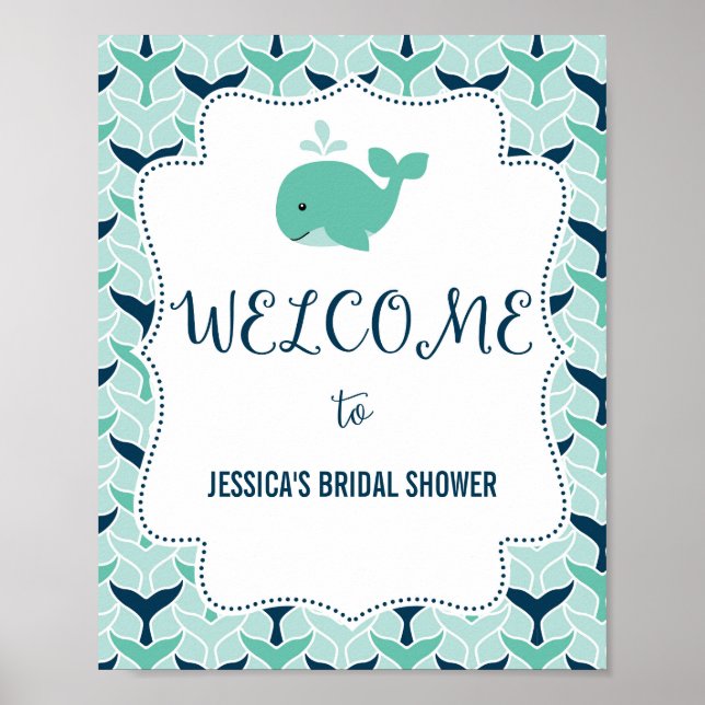 Nautical Whale Welcome Poster Print (Devant)