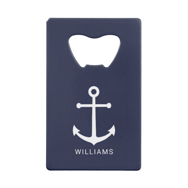 Nautical White Anchor and Custom Nom on Navy Blue (Devant)