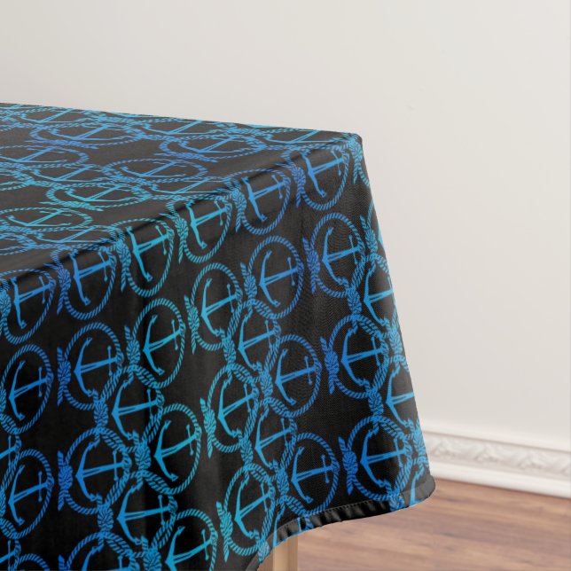 Nautique Ancre Bleu Motif Nappe (In Situ)