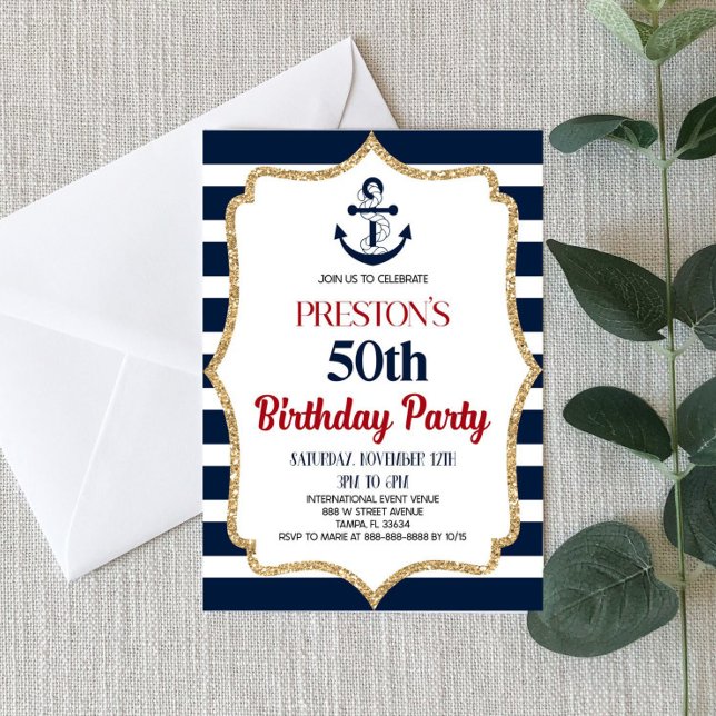 Nautique Anniversaire Invitation Fête Personnalisé (Créateur téléchargé)