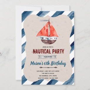 Nautique bateau douche d'anniversaire Invitation