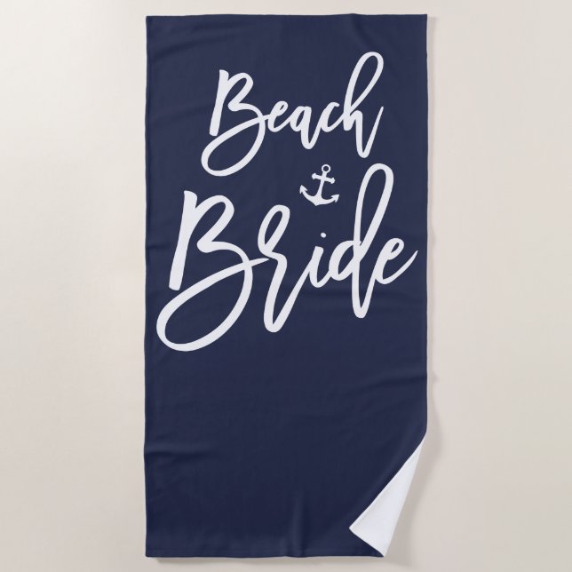 Nautique Beach Bride Serviette Avec Ancre Marine B (Devant)