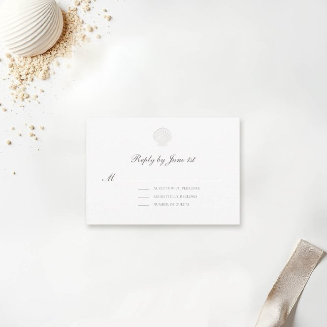Nautique Côtier Ecru Classic Mariage Formel Répons (nautical wedding response reply card rsvp coastal modern classic formal traditional elegant script)