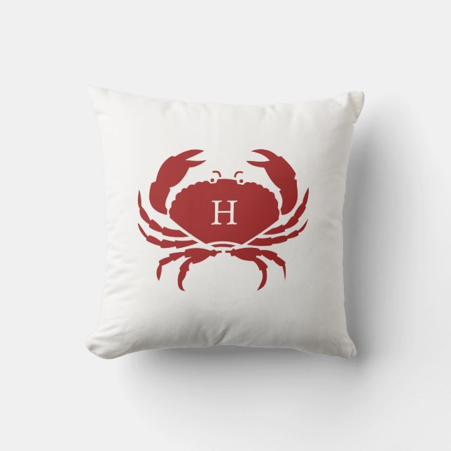 NAUTIQUE CRAB Rouge Blanc côtier Coussin extérieur (Recto)