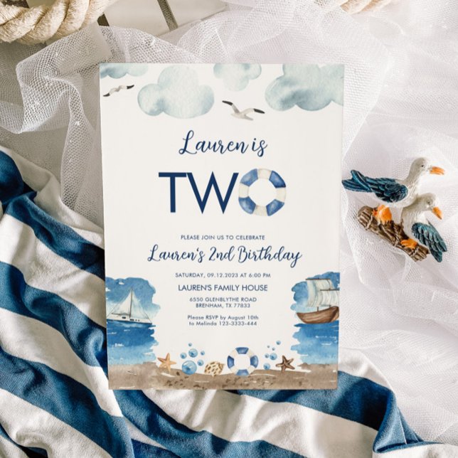 Nautique Deux 2e Invitation d'anniversaire (Créateur téléchargé)