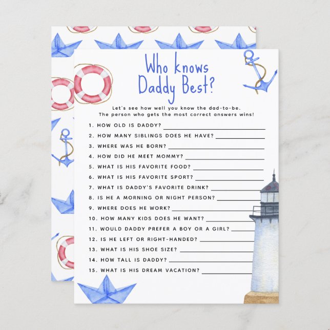 Nautique - Jeu Qui connaît mieux papa (Devant / Derrière)