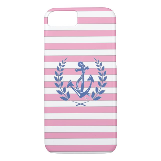 Nautique, Laurel Wreath, Ancre iPhone 7 Coque (Dos)