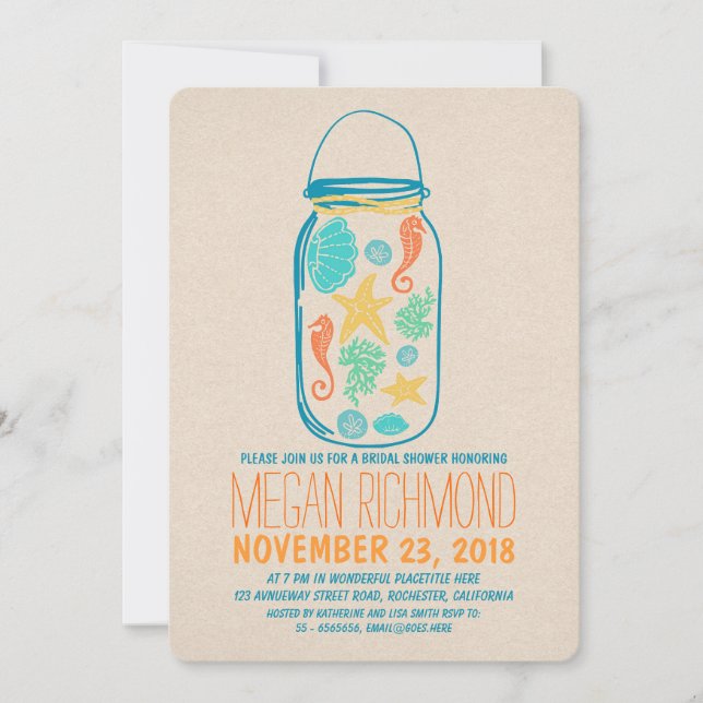 Nautique mâon jar plage nuptiale invitation douche (Devant)