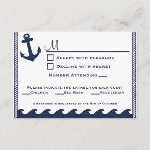Nautique marine bleu et blanc rsvp 3 menu choix