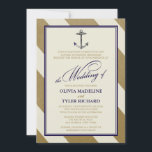 Nautique Marine & Gold Wedding Invitations<br><div class="desc">Ce design faire-part de mariage élégant de The Spotted Olive™ est doté d'un arrière - plan rayé or & crème légèrement patiné, d'une image vintage d'une ancre et des mots "le Mariage de" typeset dans une élégante police de caractères. Veuillez noter que l'image arrière - plan est légèrement patinée et...</div>