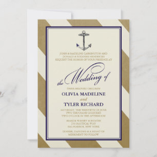 Nautique Marine & Gold Wedding Invitations