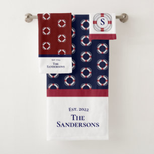 Nautique moderne Marine bleu Monogramme