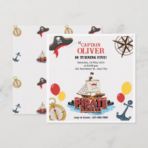 Nautique Pirate mer Anniversaire Invitation Cartes